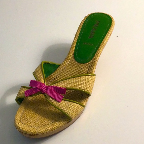 Prada Size 41 EU (10.5 US) Woven Grosgrain Bow Sandals - Picture 6 of 6